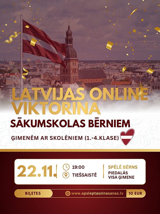 ONLINE 22.11. Bērnu viktorīna par Latviju (1.-4.klase)